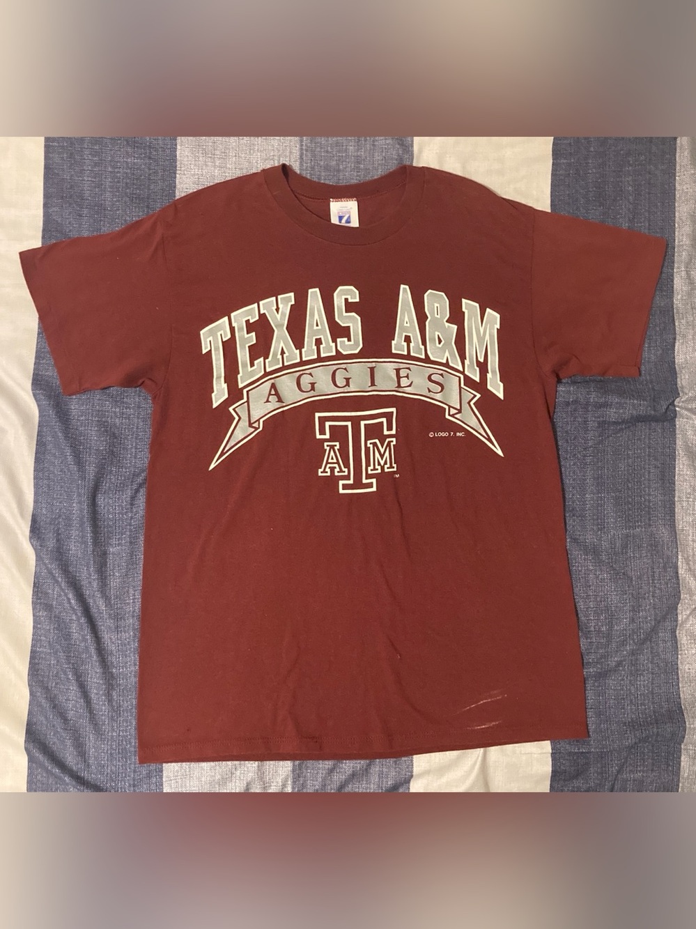 Vtg 90’s Texas A&M Aggies Mens Unisex T Shirt Sz L Logo 7 Maroon